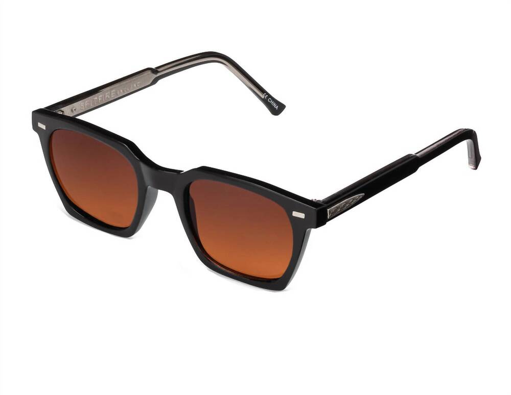NEW SPITFIRE women's acetate classic wayfarer sunglasses in matte black/bright b